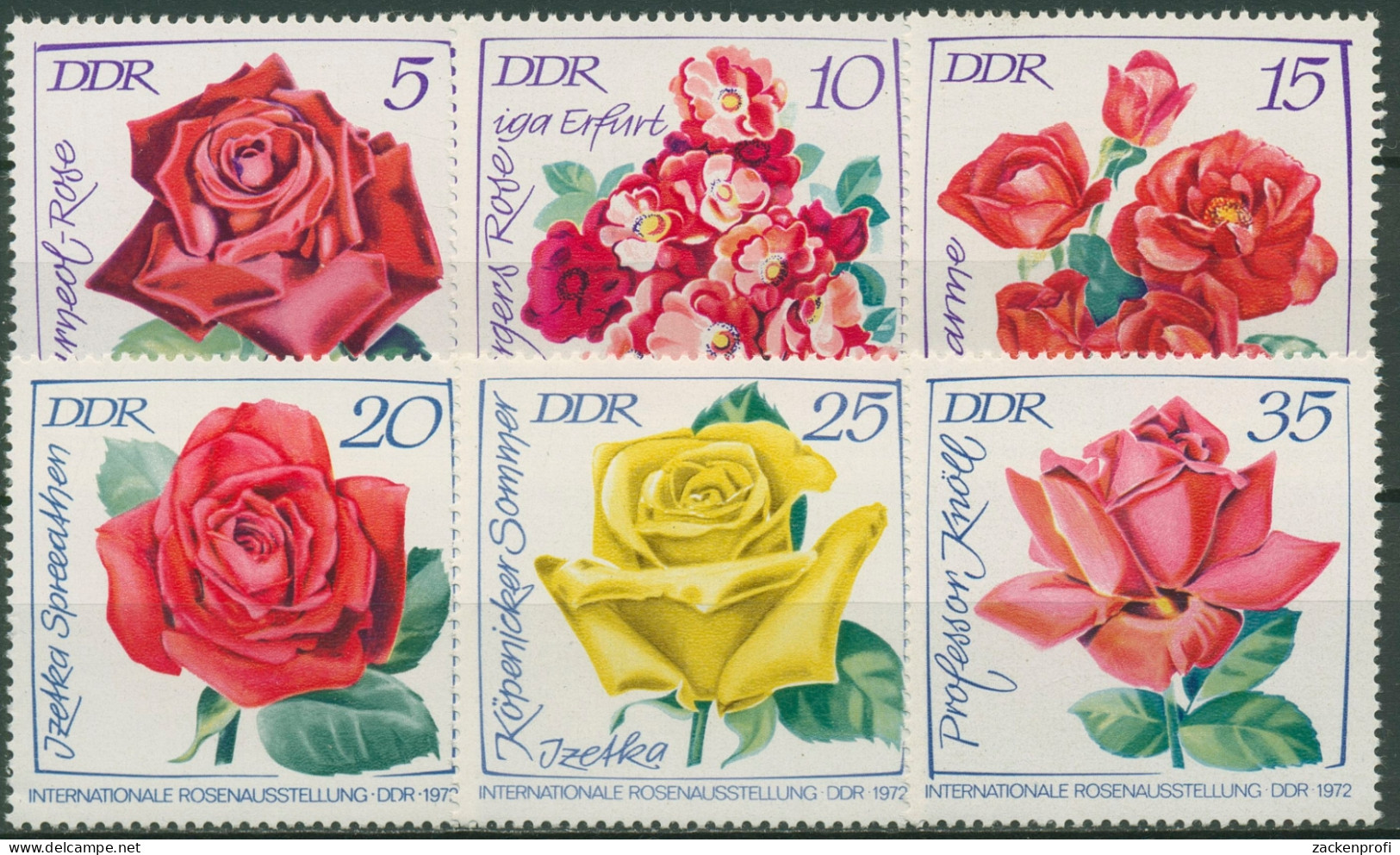 DDR 1972 Pflanzen Blumen Rosen Rosenausstellung Erfurt 1763/68 Postfrisch - Unused Stamps