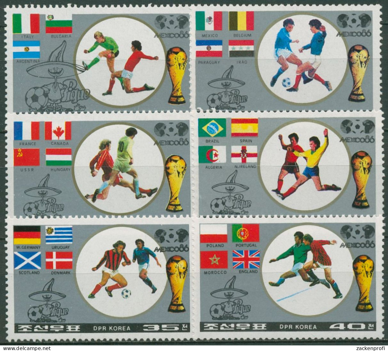 Korea (Nord) 1986 Fußball-WM Mexiko 2728/33 Postfrisch - Corée Du Nord