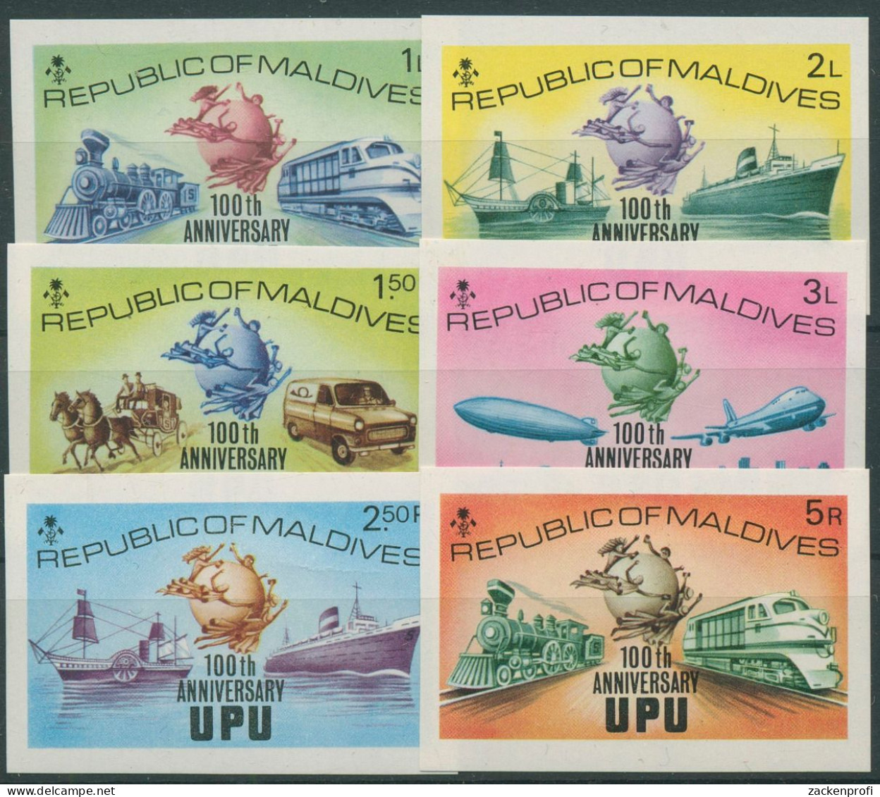 Malediven 1974 100 Jahre Weltpostverein (UPU) 514/19 B Postfrisch - Maldives (1965-...)