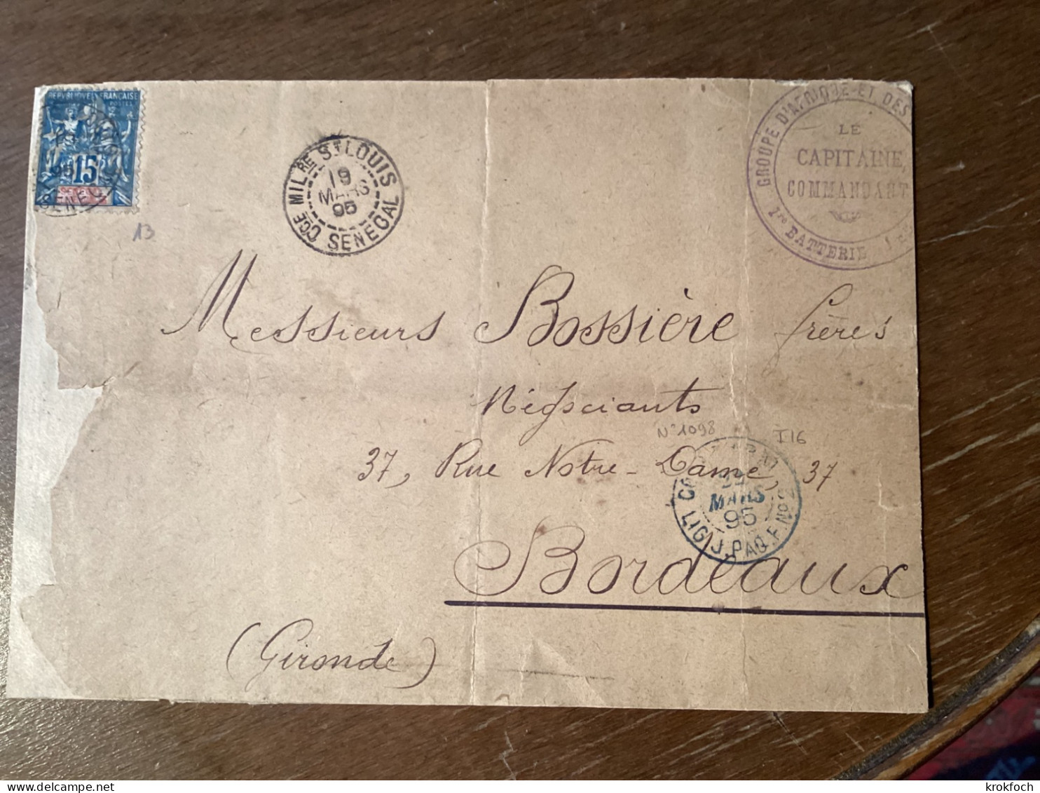 Correspondance Militaire Saint-Louis Sénégal 1895 + Ligne J Paquebot F N°2 - Poste Maritime - Batterie Artillerie - Lettres & Documents