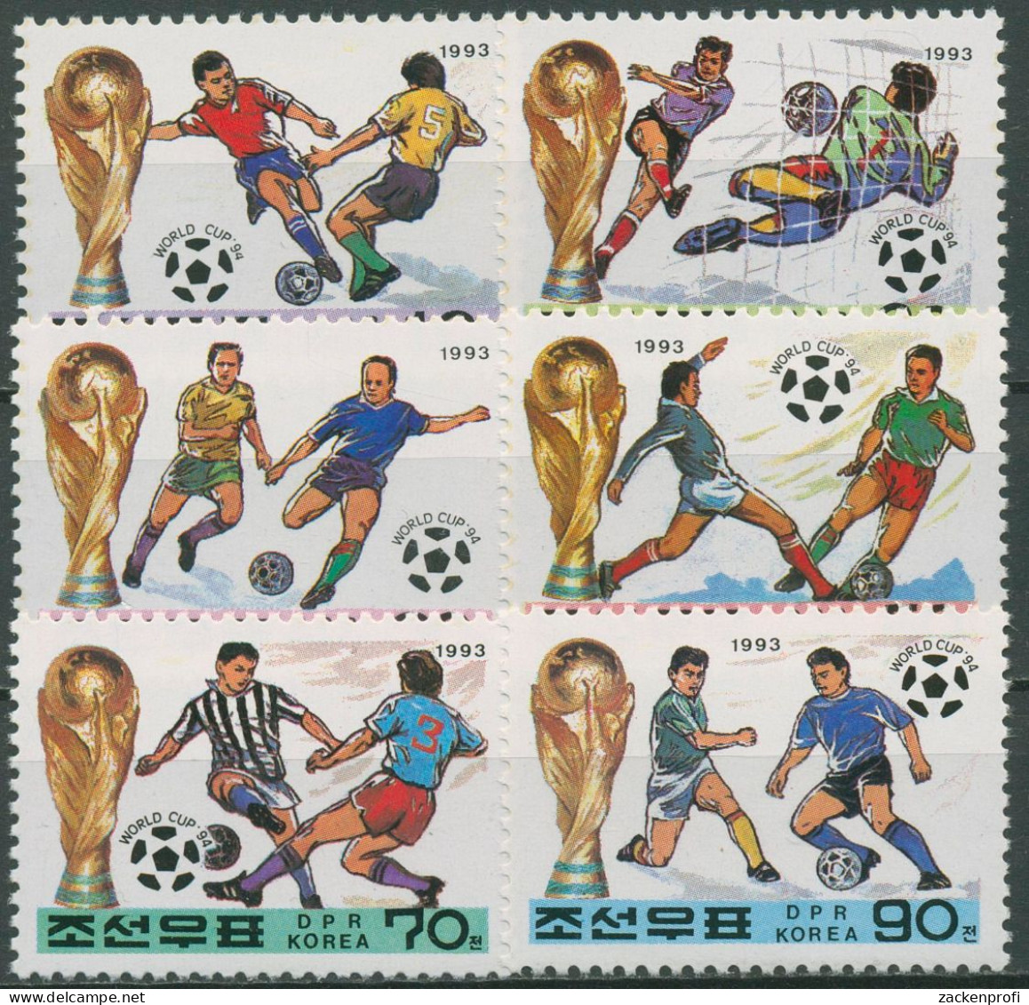 Korea (Nord) 1993 Fußball-WM'94 USA 3421/26 Postfrisch - Corée Du Nord