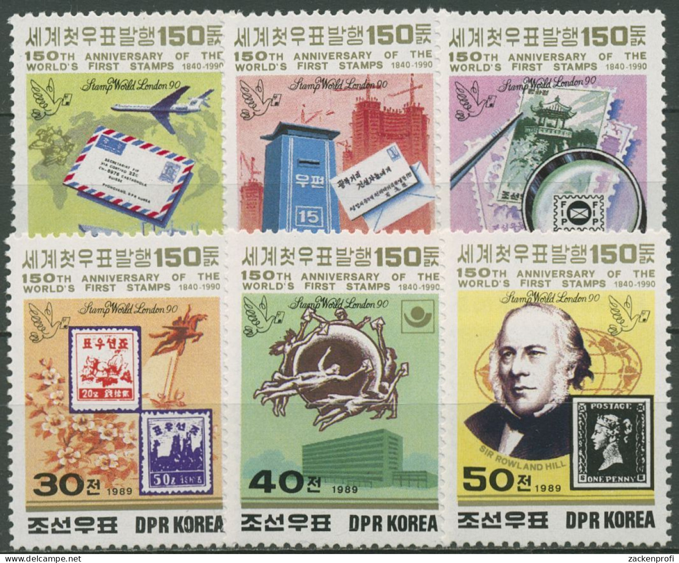 Korea (Nord) 1989 STAMP WORLD LONDON 3044/49 Postfrisch - Corée Du Nord