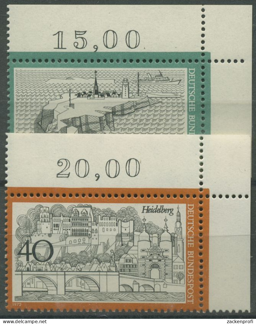 Bund 1972 Helgoland Und Heidelberg 746/47 Ecke 2 Oben Rechts Postfrisch (E299) - Neufs