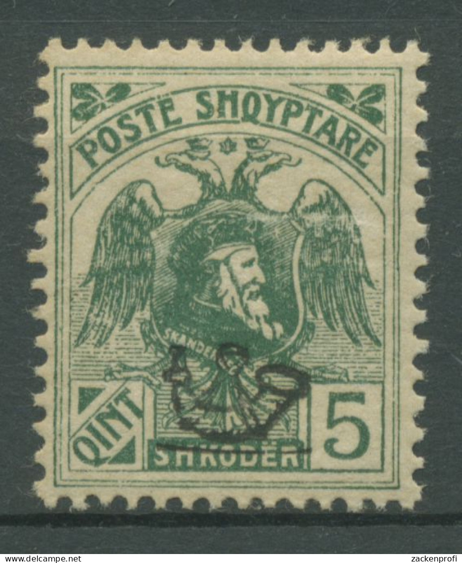 Albanien 1920 Skanderbeg Und Doppeladler Mit Aufdruck 77 I Mit Falz - Albanie