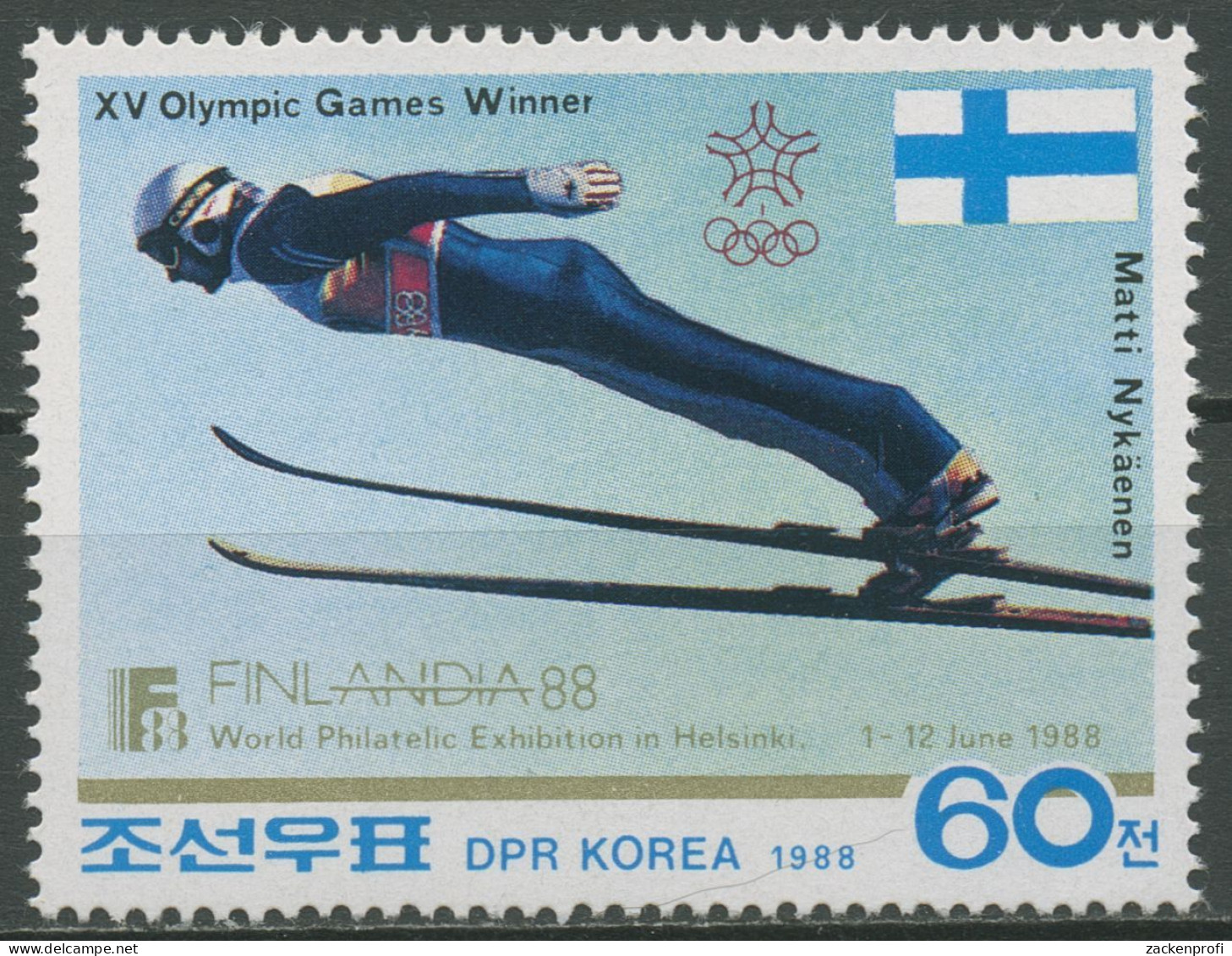 Korea (Nord) 1988 FINLANDIA Skispringer Matti Nykänen 2913 Postfrisch - Corée Du Nord