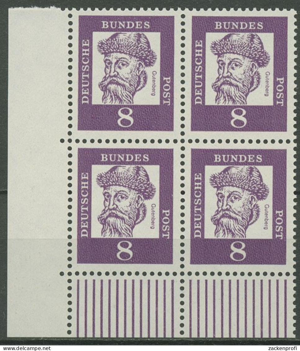 Bund 1961 Bedeutende Deutsche Bogenmarken 349 X 4er-Block Ecke 3 Postfrisch - Unused Stamps