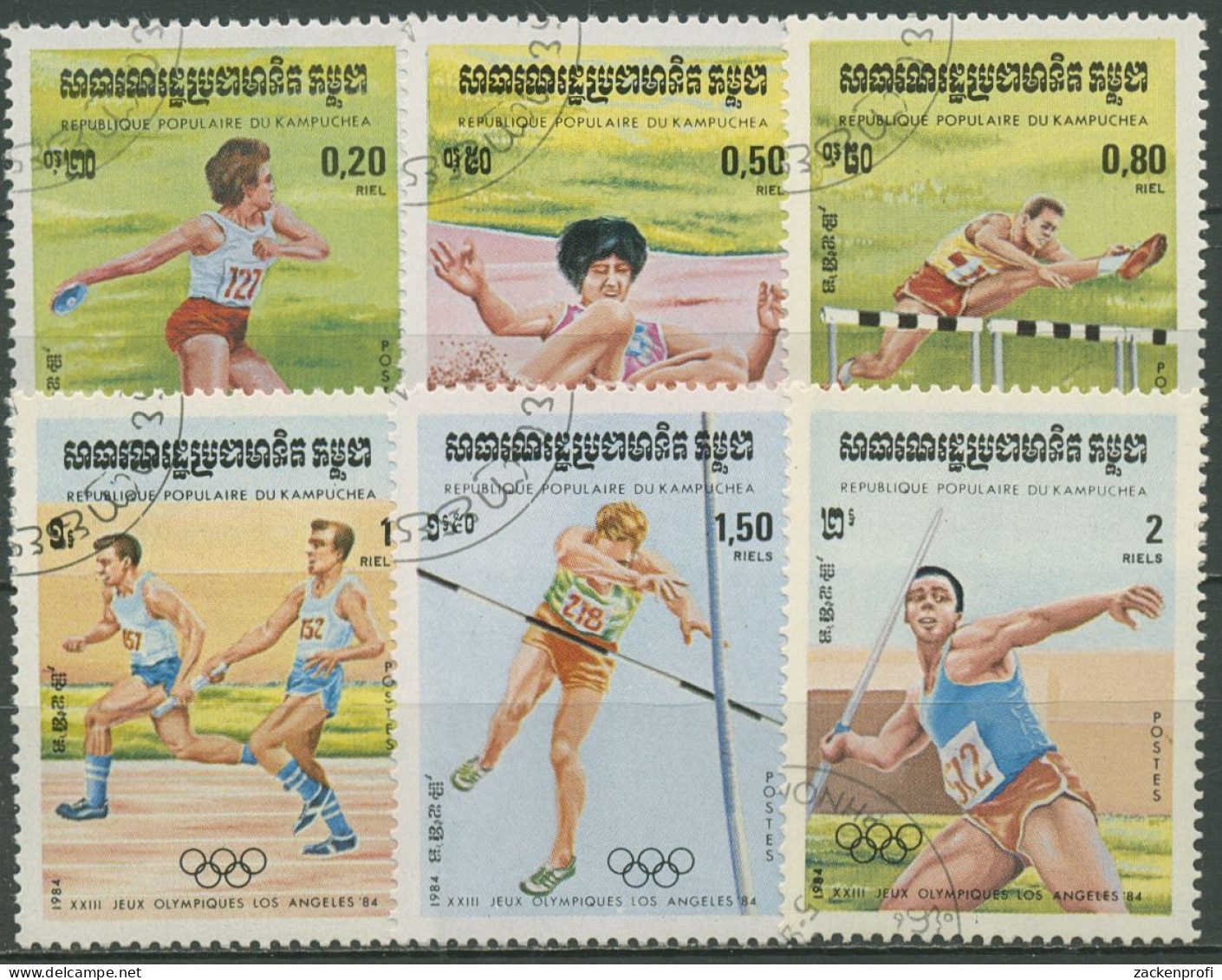 Kambodscha 1984 Olympische Sommerspiele Los Angeles 568/73 Gestempelt - Cambodge