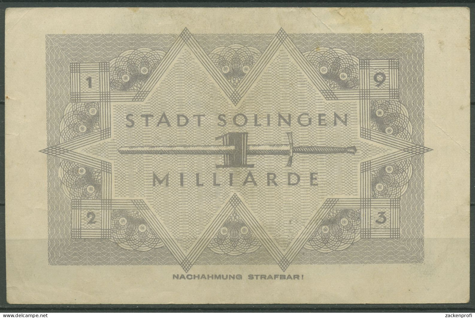 Solingen 1 Milliarde Mark 1923, Keller 4809 Q, Gebraucht (K1190) - Autres & Non Classés