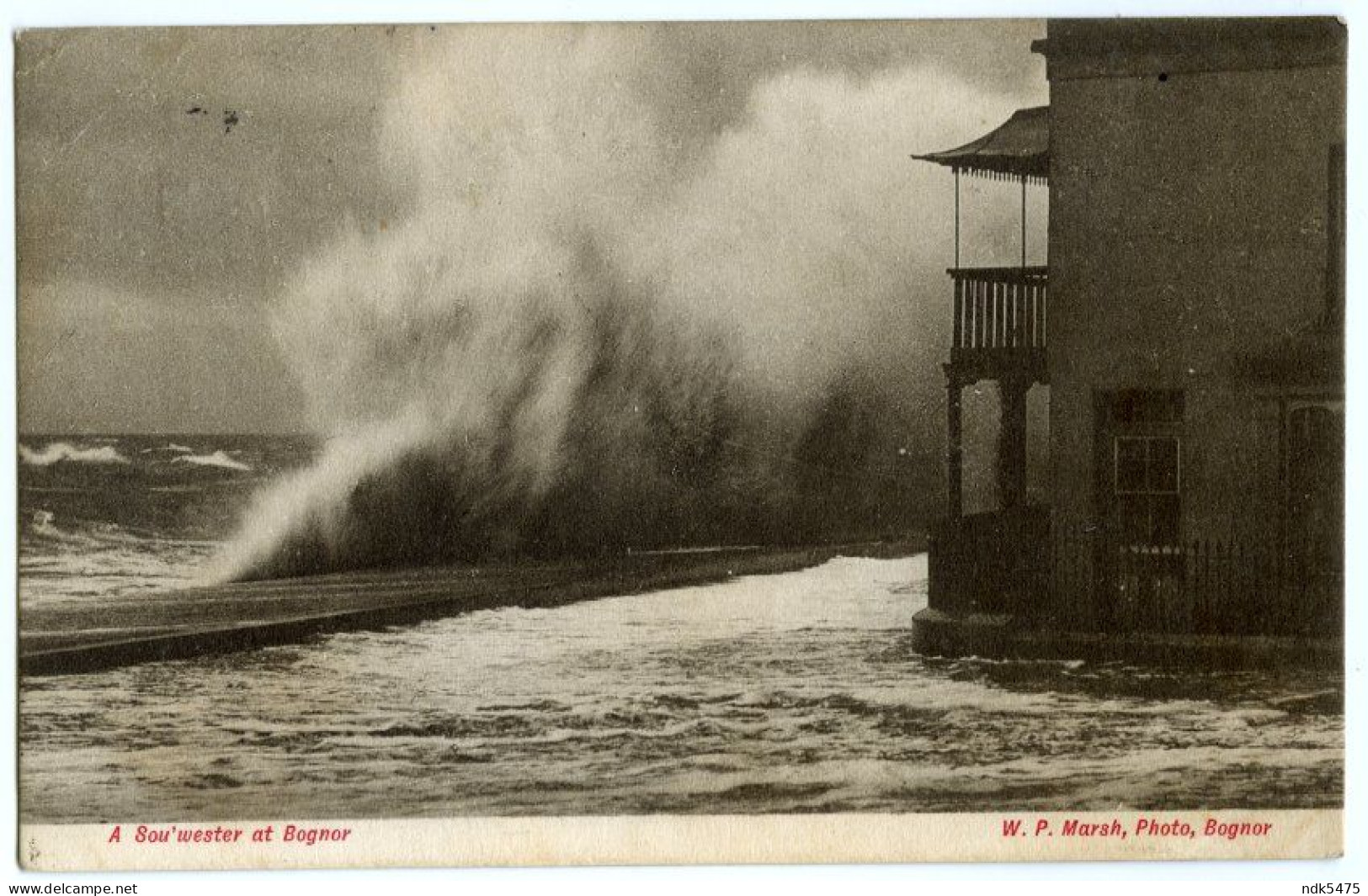 A SOU'WESTER AT BOGNOR / SKELETON POSTMARK / BURWASH, BATEMANS (THOMSON) - Bognor Regis