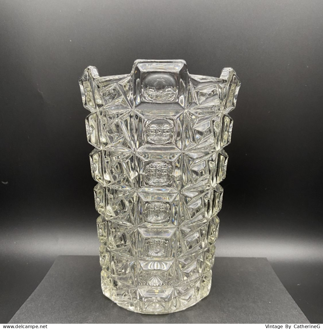 SKLO UNION LIBOCHOVICE Vase Cristal De Bohême 1950 Ht 18cm  #240069 - Vases