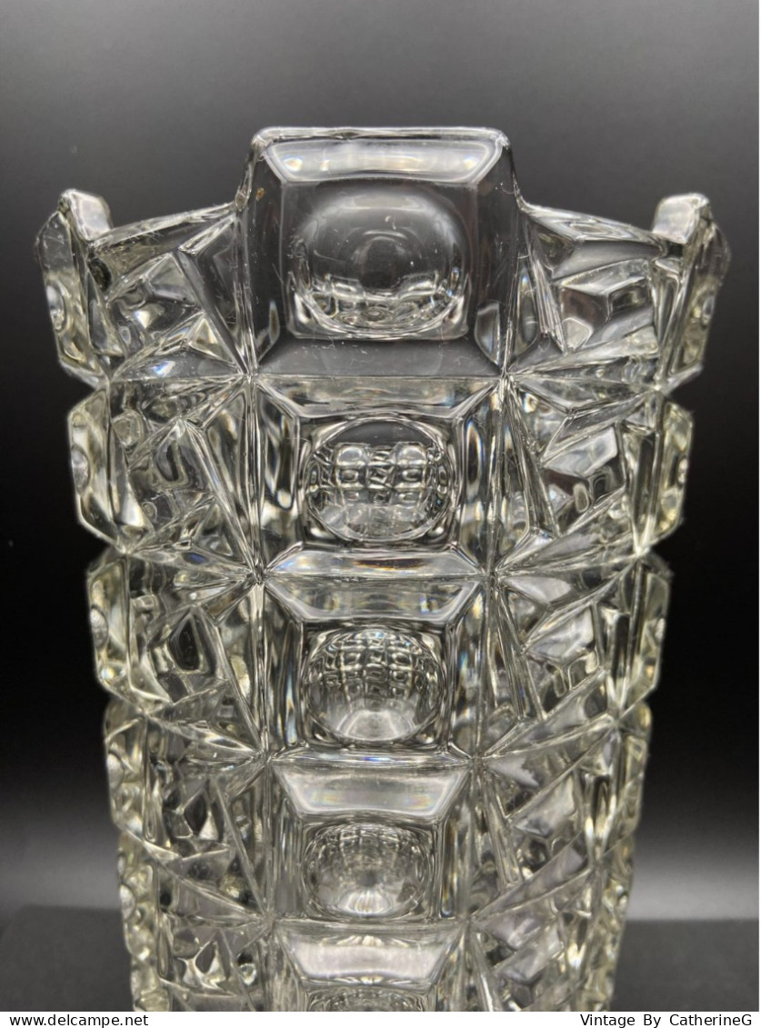 SKLO UNION LIBOCHOVICE Vase Cristal De Bohême 1950 Ht 18cm  #240069 - Vases