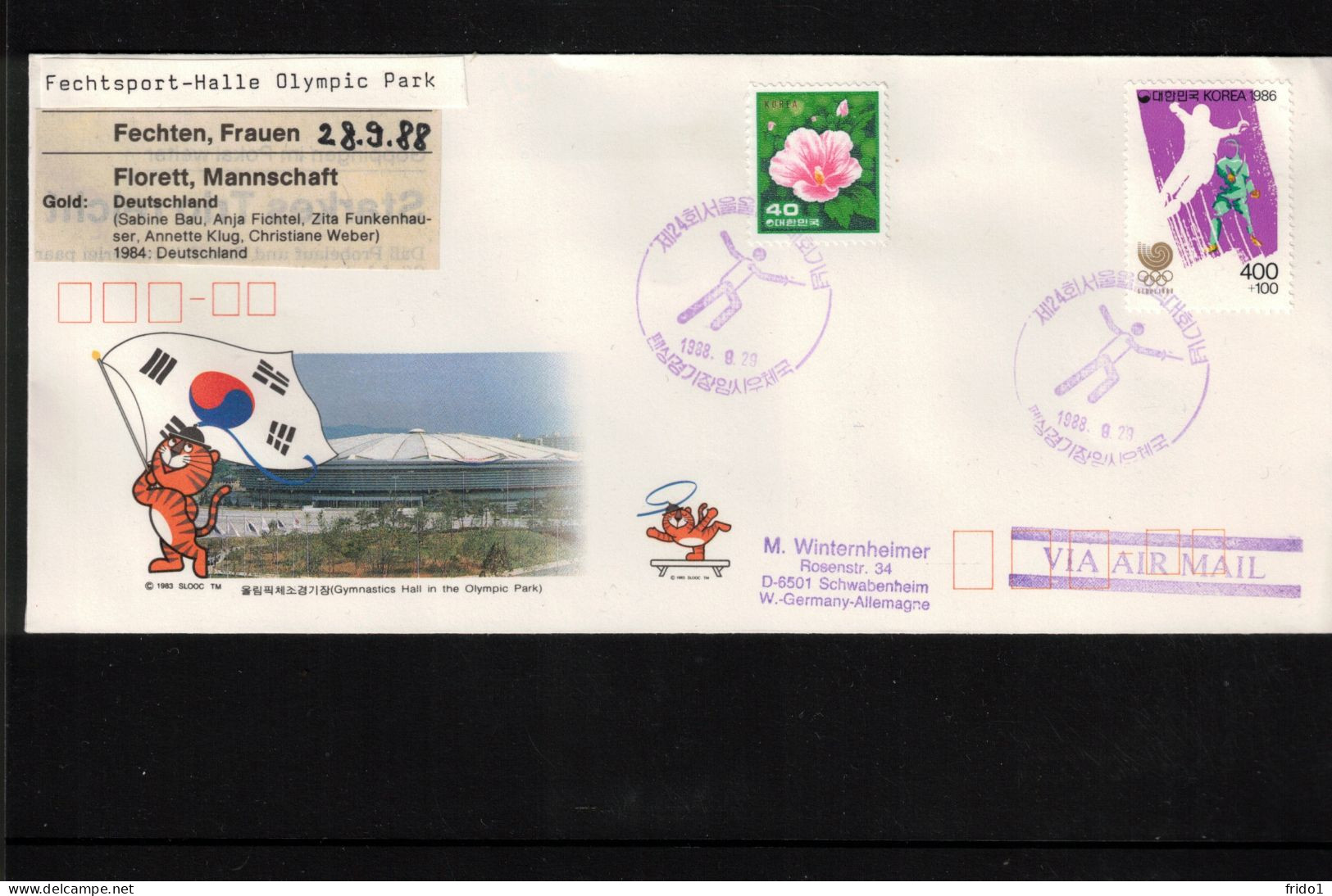 South Korea 1988 Olympic Games Seoul - Fencing Sport Hall Olympic Park - Fencing Women Florett Teams Interesting Cover - Ete 1988: Séoul