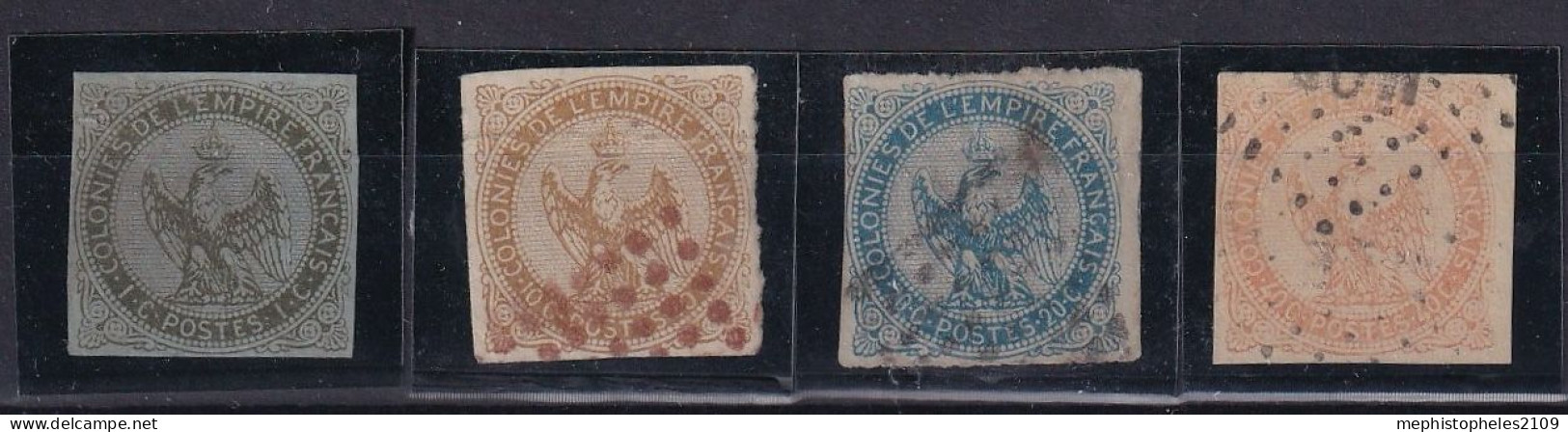 COLONIES FRANCAISES 1859/65 - Canceled - YT 1, 3, 4, 5 - Aigle Impérial