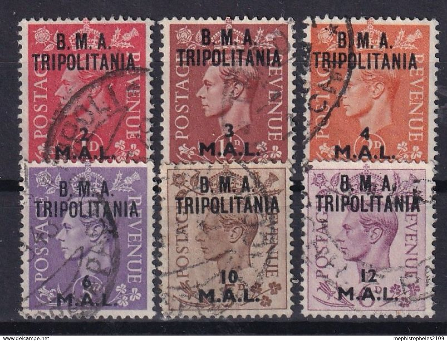 BRITISH OCCUPATION OF TRIPOLITANIA 1948 - Canceled - Sc# 2, 3, 4, 6, 7, 8 - Tripolitaine