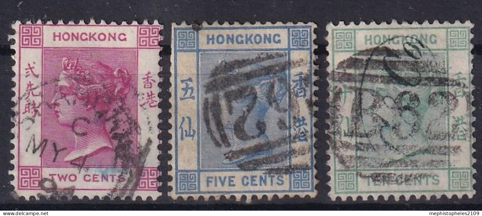 HONGKONG 1882 - Canceled - Sc# 36, 40, 43 - Oblitérés