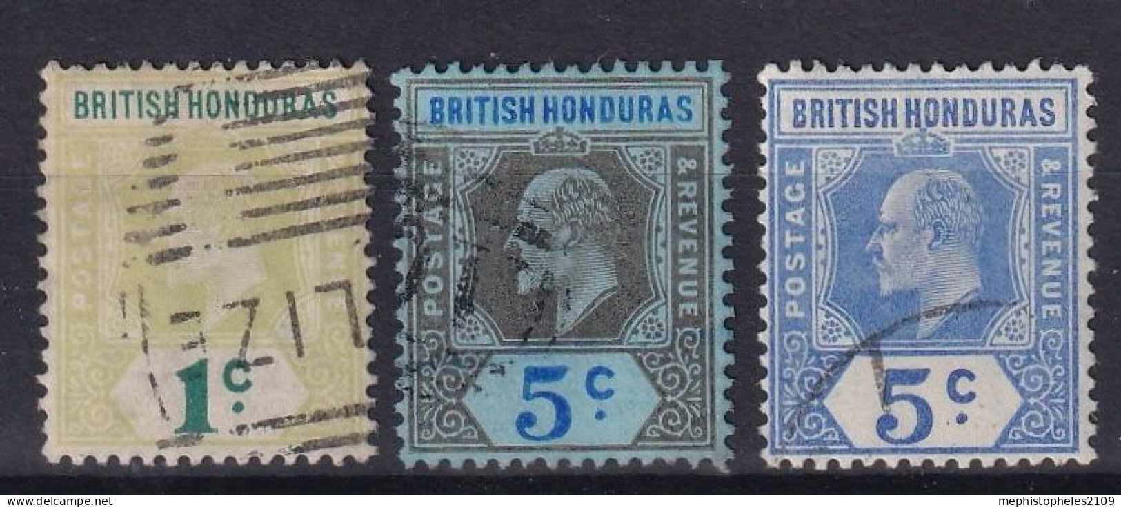 BRITISH HONDURAS 1905/09 - Canceled - Sc# 62, 64, 73 - Honduras Britannique (...-1970)