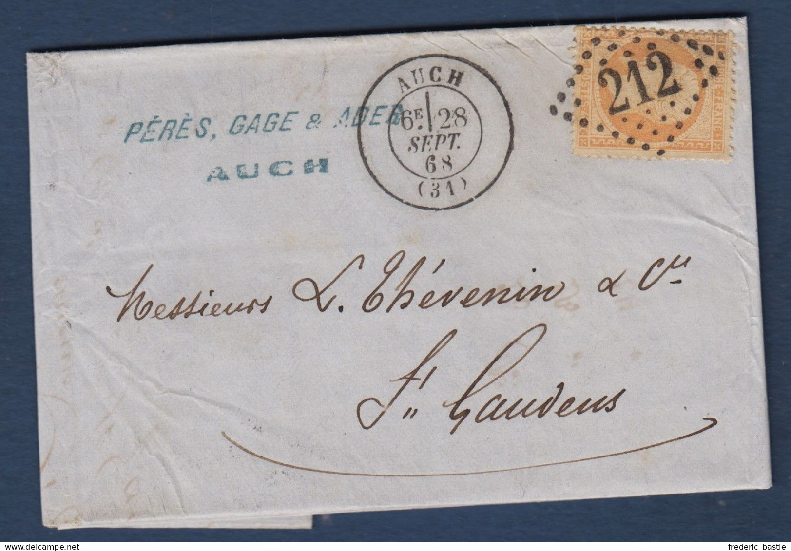 Napoléon N° 23  Sur Lettre D' Auch - 1862 Napoleon III