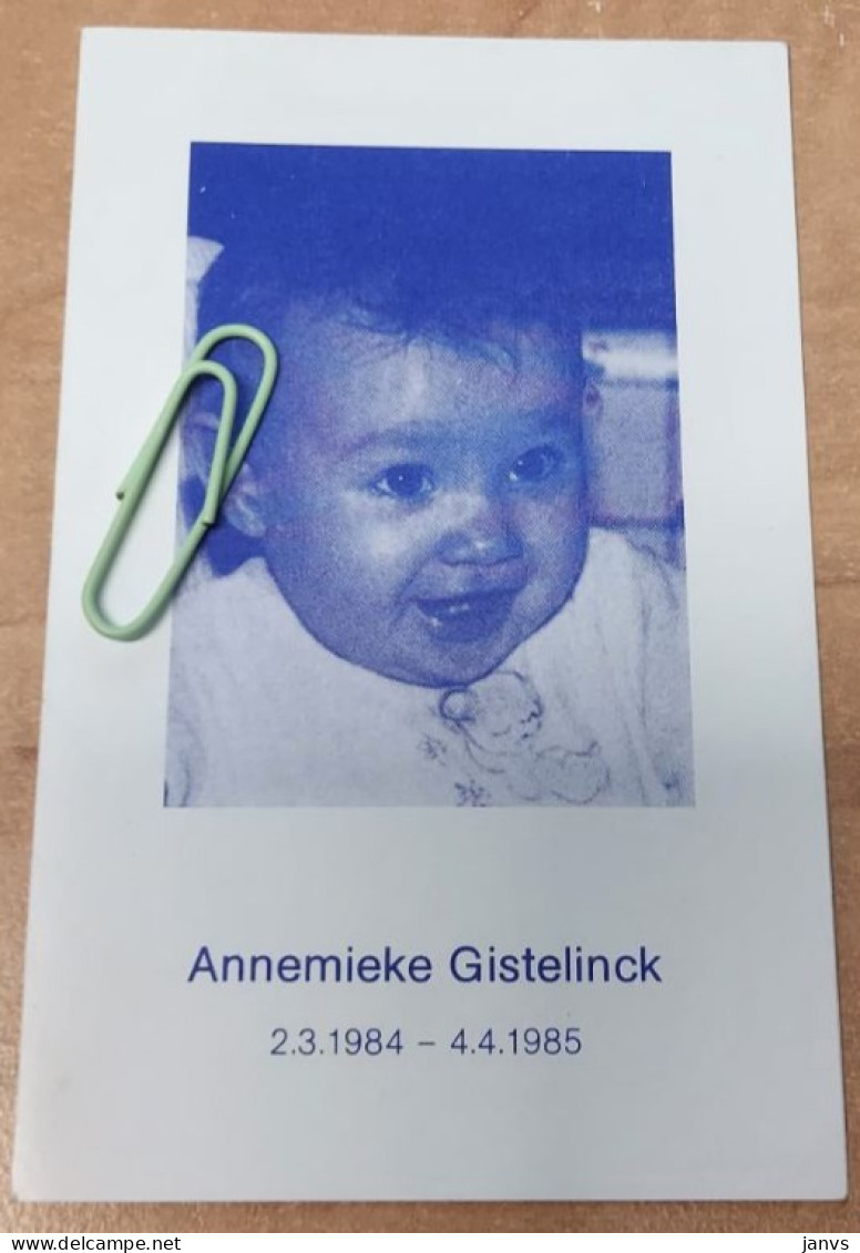 DP - Annemie Gistelinck - Vandewoestijne - Zwevegem 1984 - 1985 - Todesanzeige