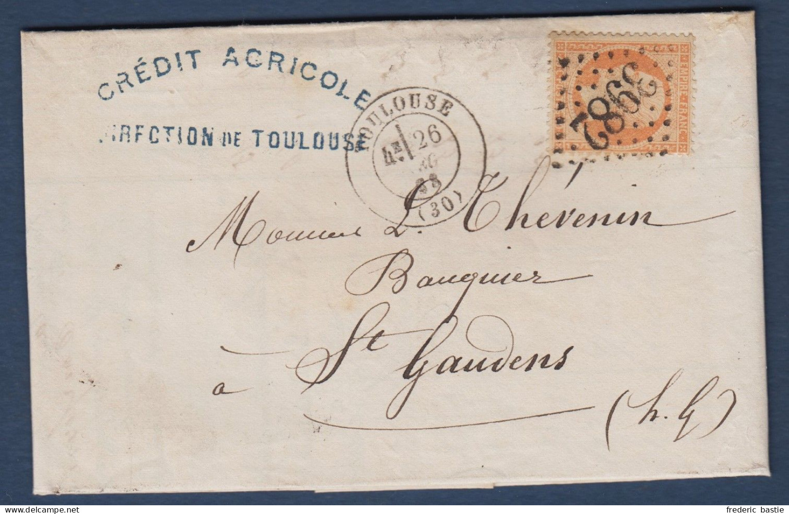 Napoléon N° 23  Sur Lettre De Toulouse - 1862 Napoleon III