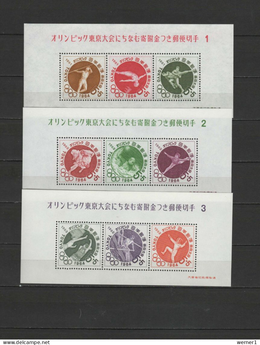 Japan 1964 Olympic Games Tokyo, Judo, Rowing, Basketball, Fencing, Football Soccer, Cycling Etc. Set Of 6 S/s MNH - Zomer 1964: Tokyo