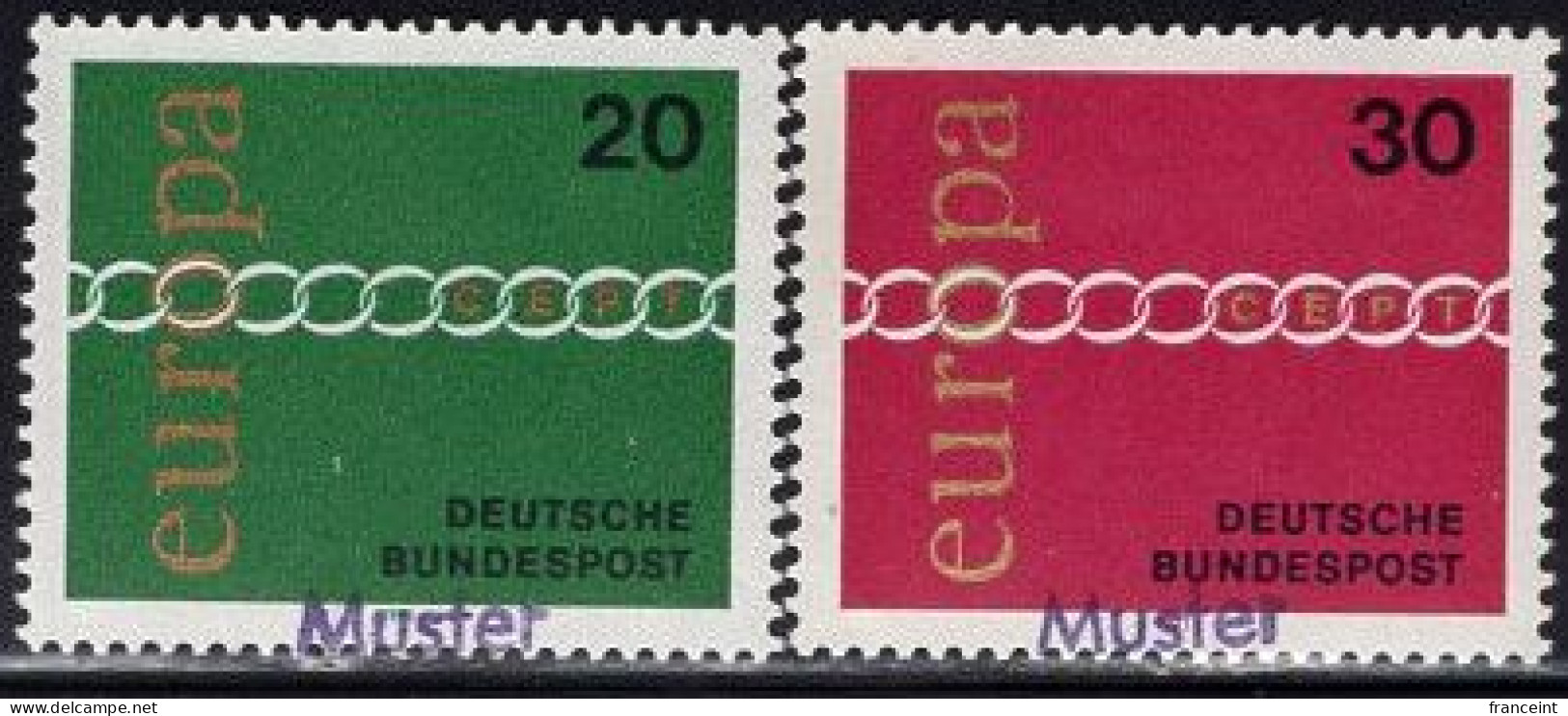 GERMANY(1971) Europa. Set Of 2 With MUSTER (specimen) Overprint. Scott No 1064-5. - Otros & Sin Clasificación