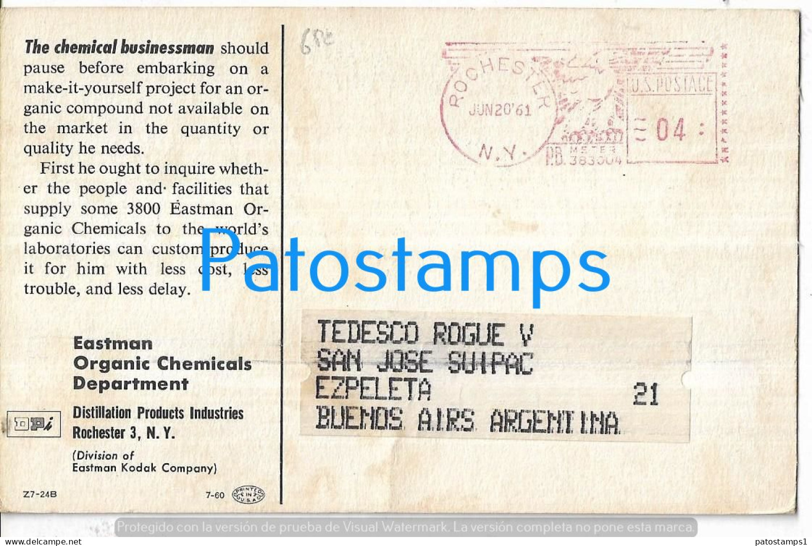 229290 ART ARTE MAYBE EASTMAN HAS A BETTER METHOD CIRCULATED TO ARGENTINA POSTAL POSTCARD - Non Classificati