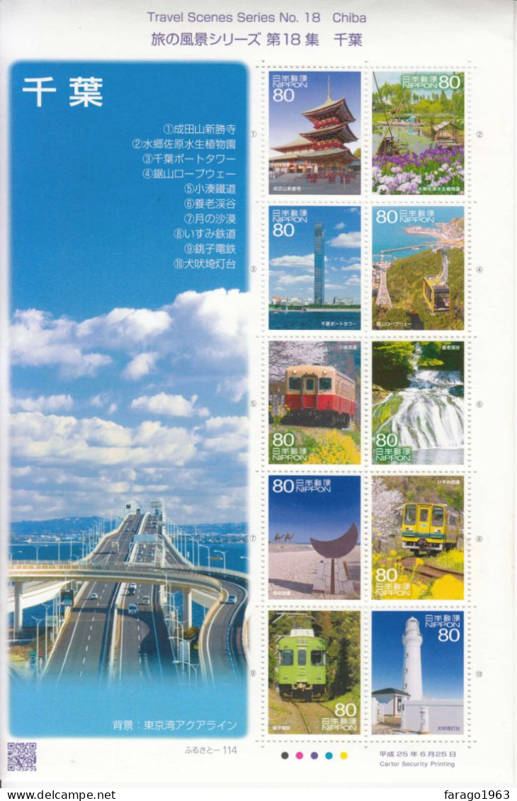2013 Japan Travel Scenes Trains Lighthouses  Miniature Sheet Of 10 MNH - Neufs