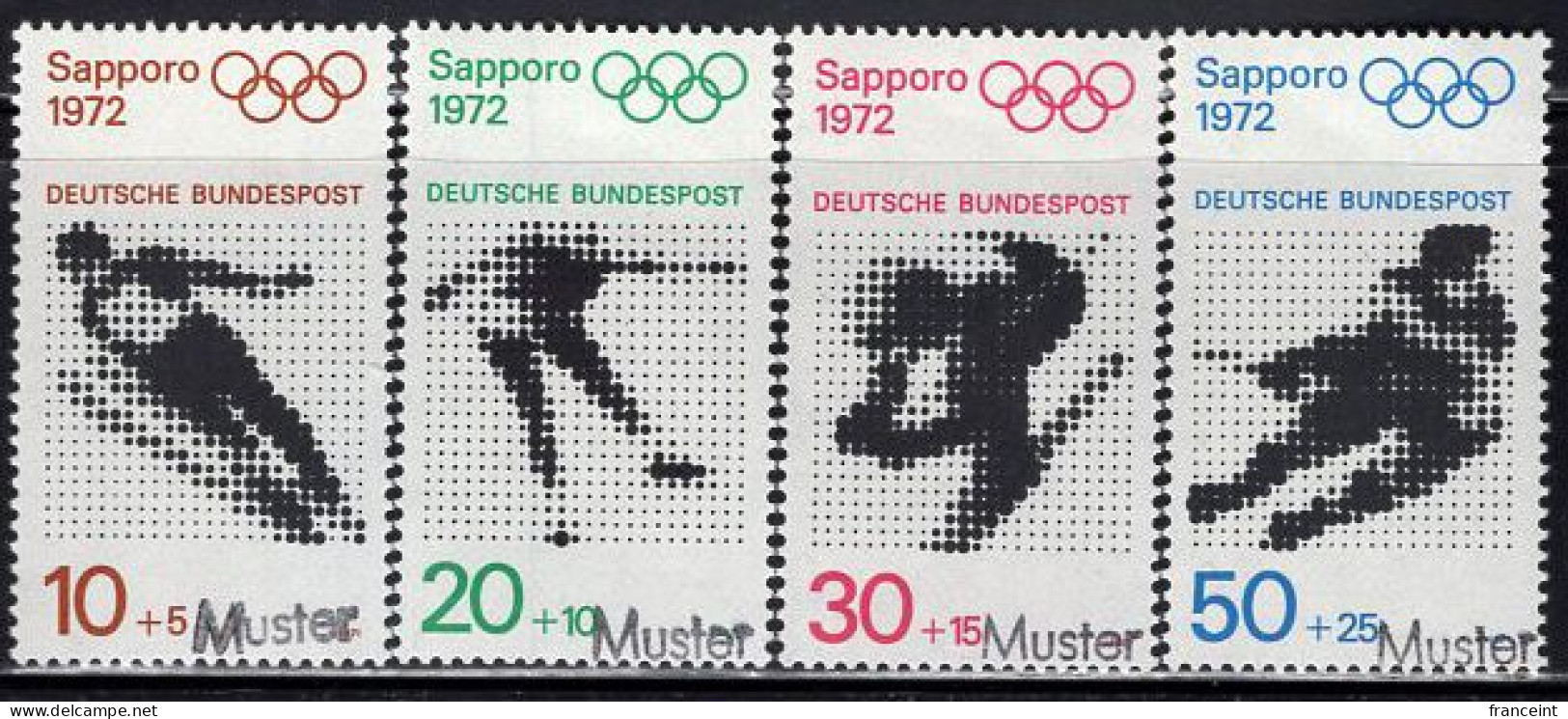 GERMANY(1971) Sapporo Olympics. Set Of 4 With MUSTER (specimen) Overprint. Scott No B471-5.. - Sonstige & Ohne Zuordnung