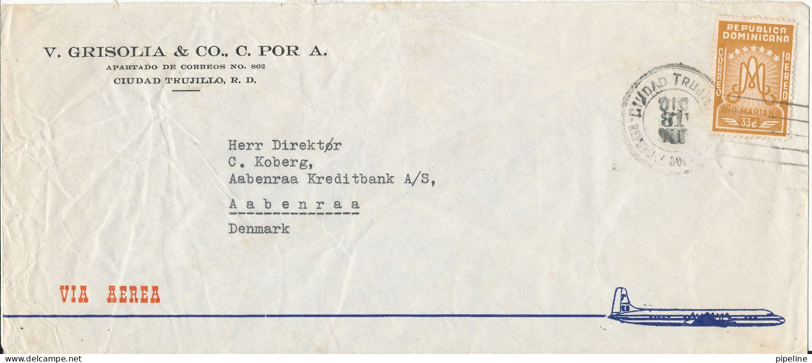 Dominican Air Mail Cover Sent To Denmark Ciudad Trujillo 18-12-1960 - Dominicaine (République)