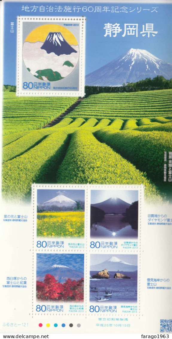 2013 Japan Shizuoka Mount Fuji Mountains Fishing Boats Miniature Sheet Of 5 MNH - Unused Stamps