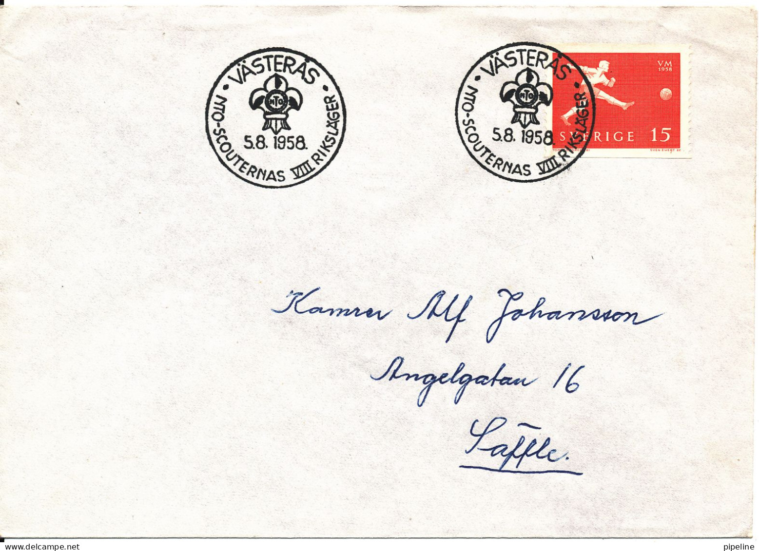 Sweden Cover SCOUT SCOUTING With Special Postmark Västeras 5-8-1958 - Brieven En Documenten