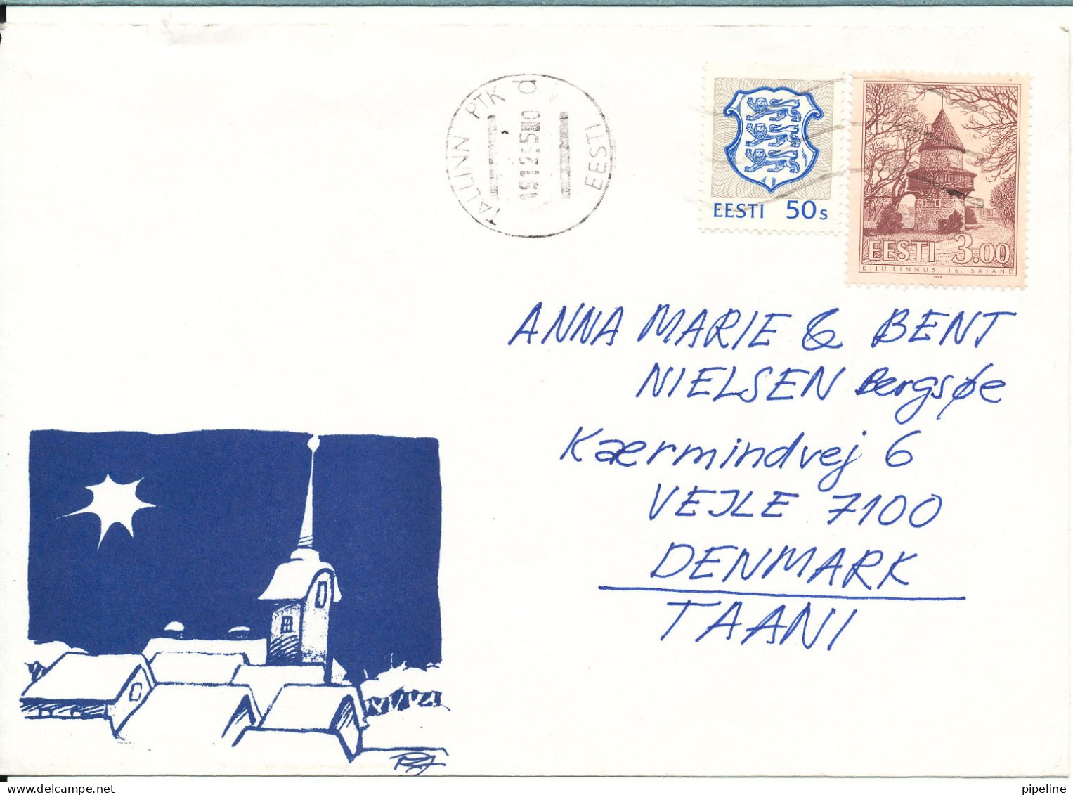 Estonia Cover Sent To Denmark 19-12-1995 - Estonie