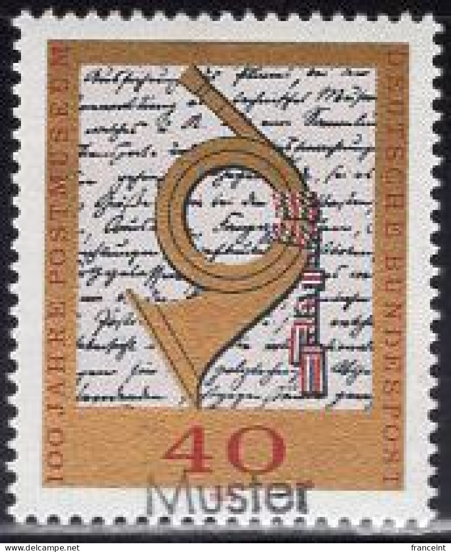 GERMANY(1972) German Postal Museum Centenary. MUSTER (specimen) Overprint. Scott No 1094. - Andere & Zonder Classificatie