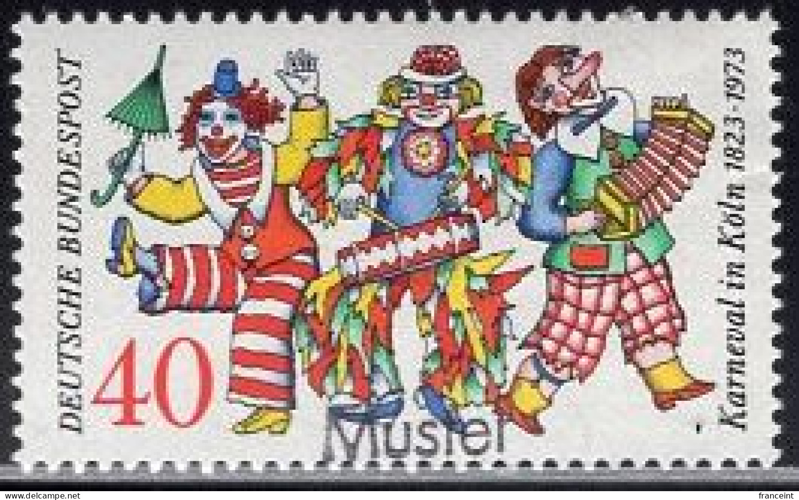 GERMANY(1972) Carnival Dancers. MUSTER (specimen) Overprint. Scott No 1097. - Otros & Sin Clasificación