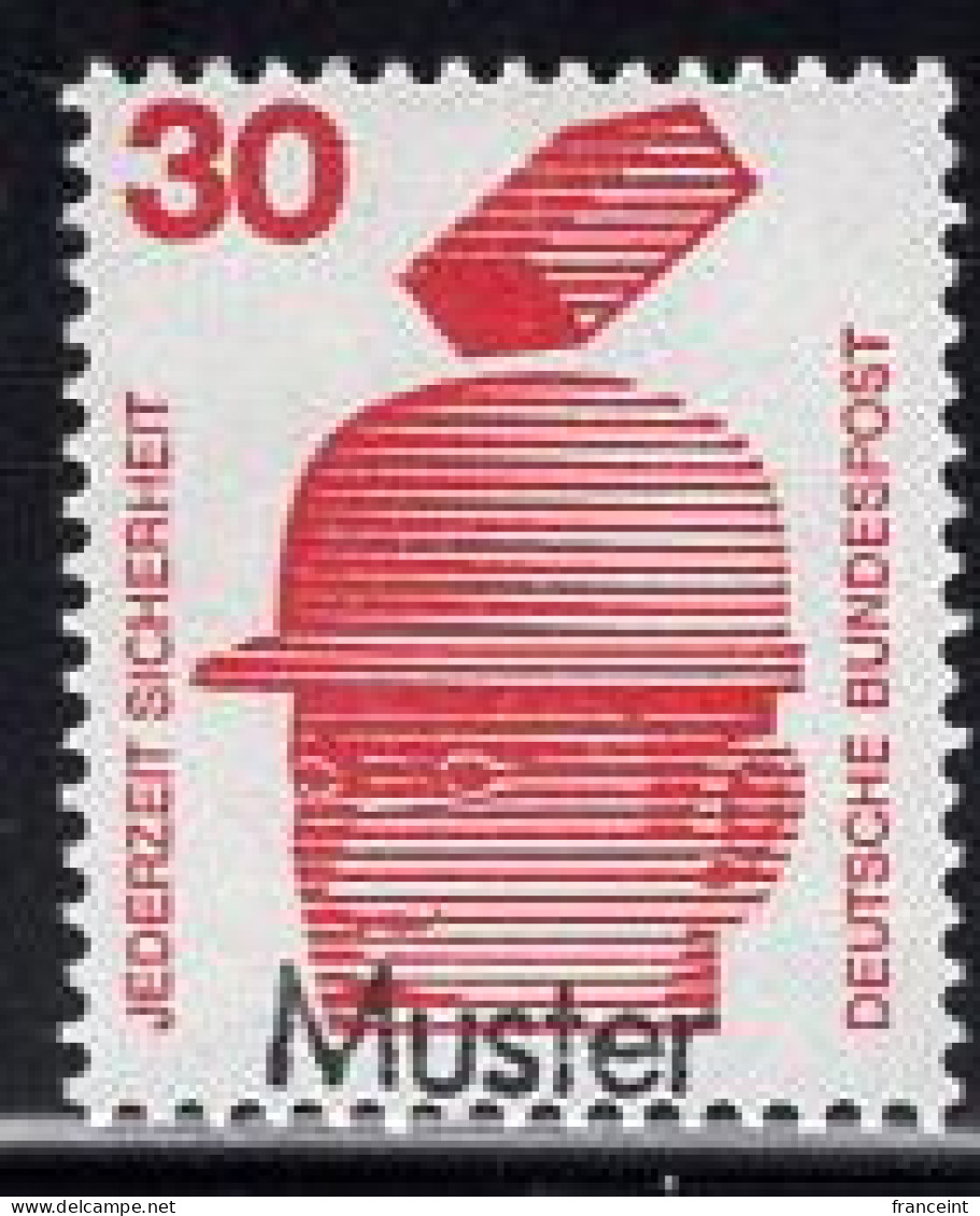 GERMANY(1972) Brick Falling On Safety Helmet. MUSTER (specimen) Overprint. Accident Prevention. Scott No 1078. - Other & Unclassified