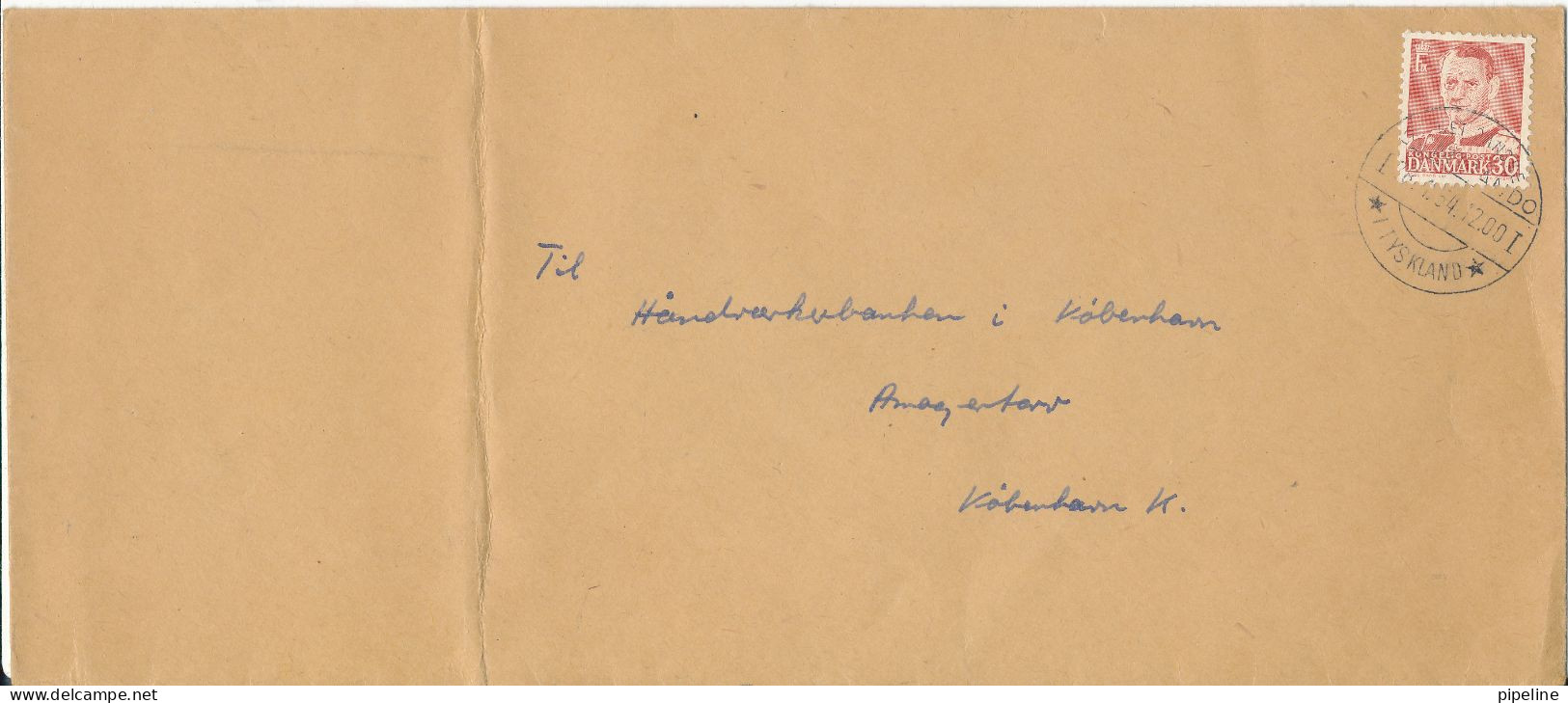 Denmark Cover Det Danske Kommando I Tyskland 28-1-1954 Sent To Denmark (the Cover Is Folded) - Lettres & Documents