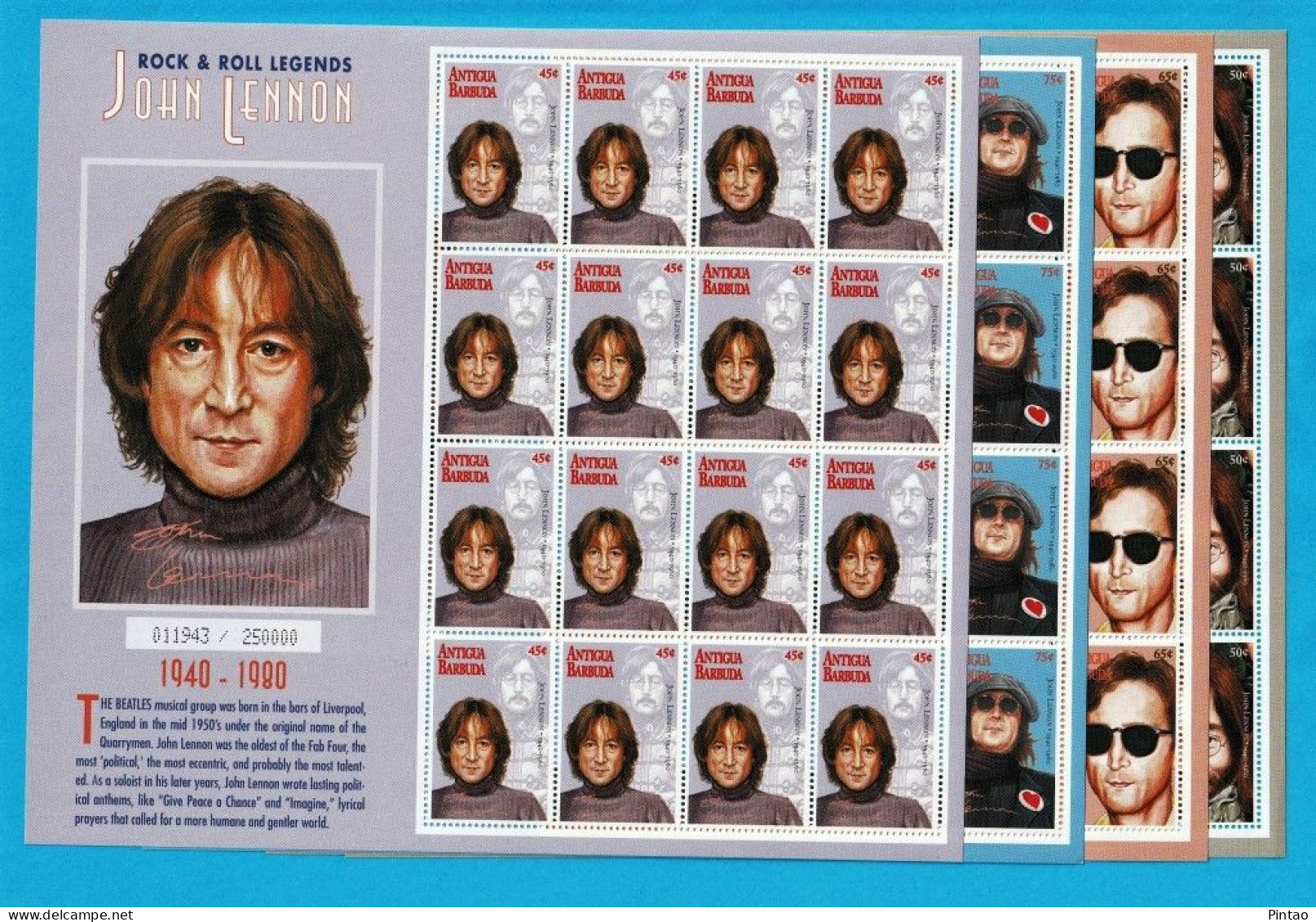 WW14524- ANTÍGUA E BARBUDA 1995- MNH_ MÚSICA_ JOHN LENNON - Chanteurs