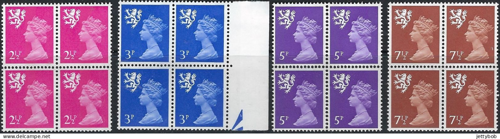 Scotland 1972 Decimal Currency Set Of 4 Values In Blocks Of 4. Fluorescent Paper  UMM - Scotland