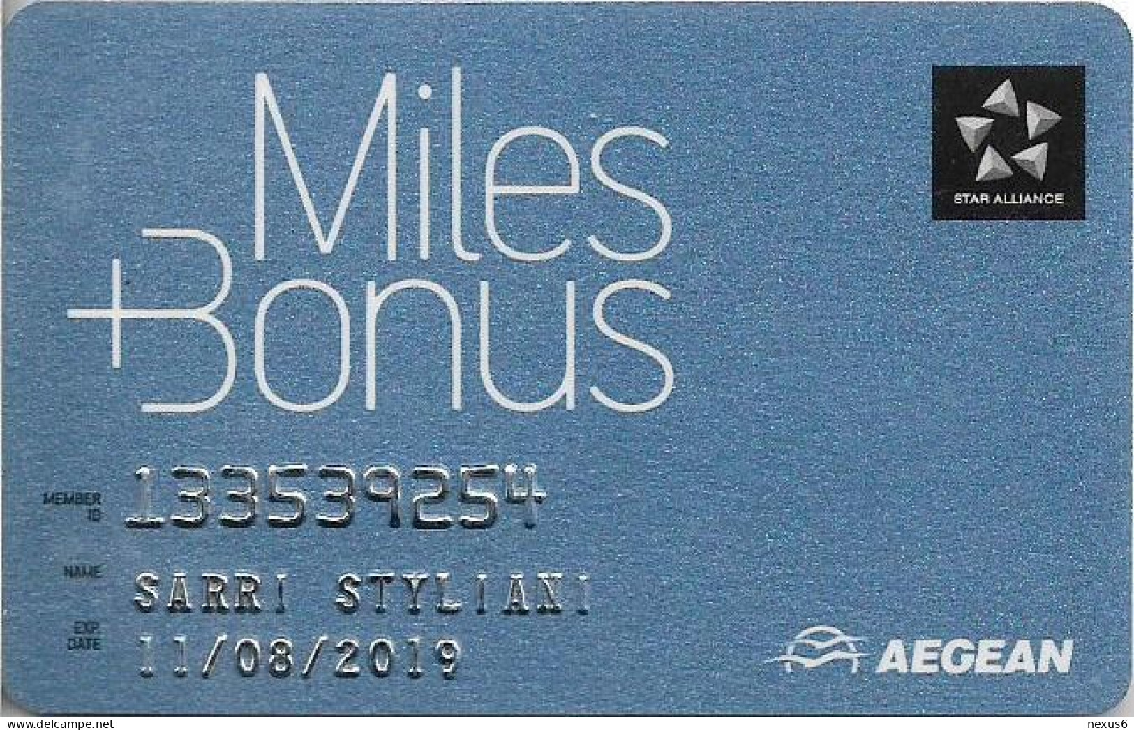 Greece - Aegean Airlines Miles + Bonus Magnetic Card - Autres & Non Classés