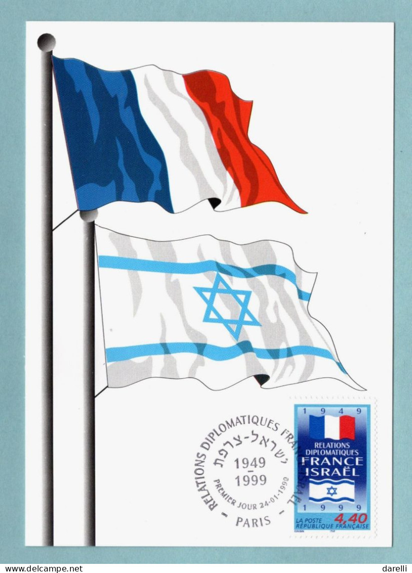 Carte Maximum 1999 - 50 Ans De Relations Diplomatiques France-Israël - YT 3217 - Paris - 1990-1999