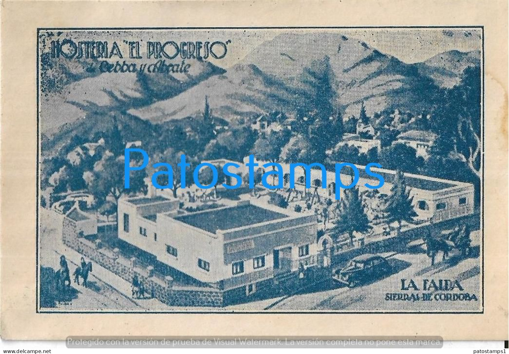 229304 ARGENTINA CORDOBA LA FALDA PUBLICITY HOTEL HOSTERIA EL PROGRESO NO POSTAL POSTCARD - Argentinien