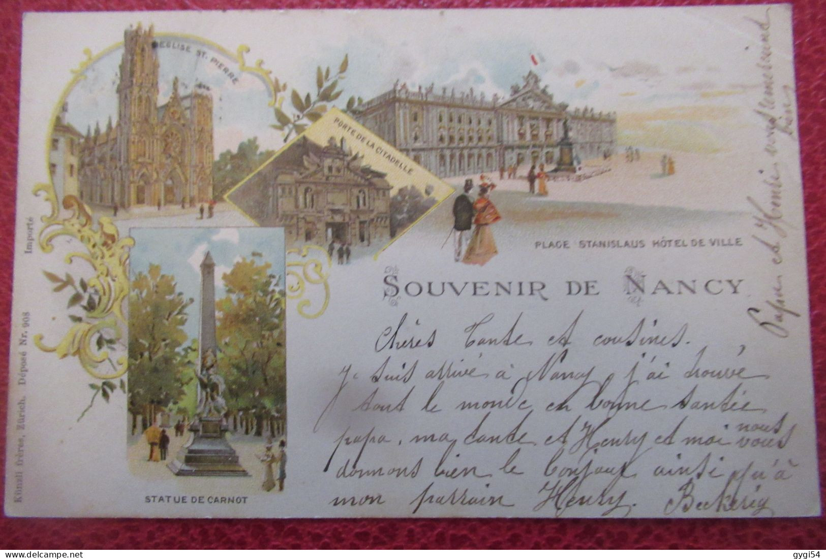 Souvenir De NANCY Place Stanislas Et Hôtel De Ville  Eglise St Pierre ,  Statue De Carnot - Nancy