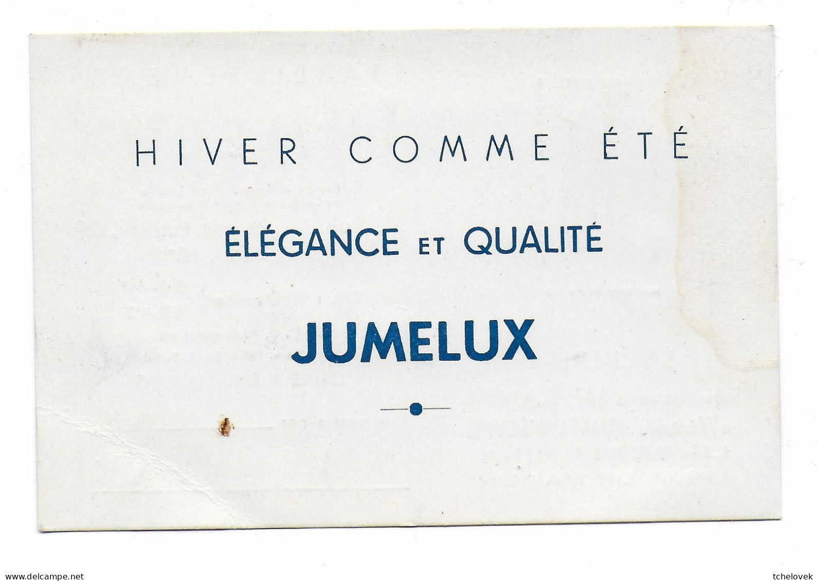 (Divers). Carte Visite Jumelux Jumel D'Egypte Paris Strasbourg - Publicités