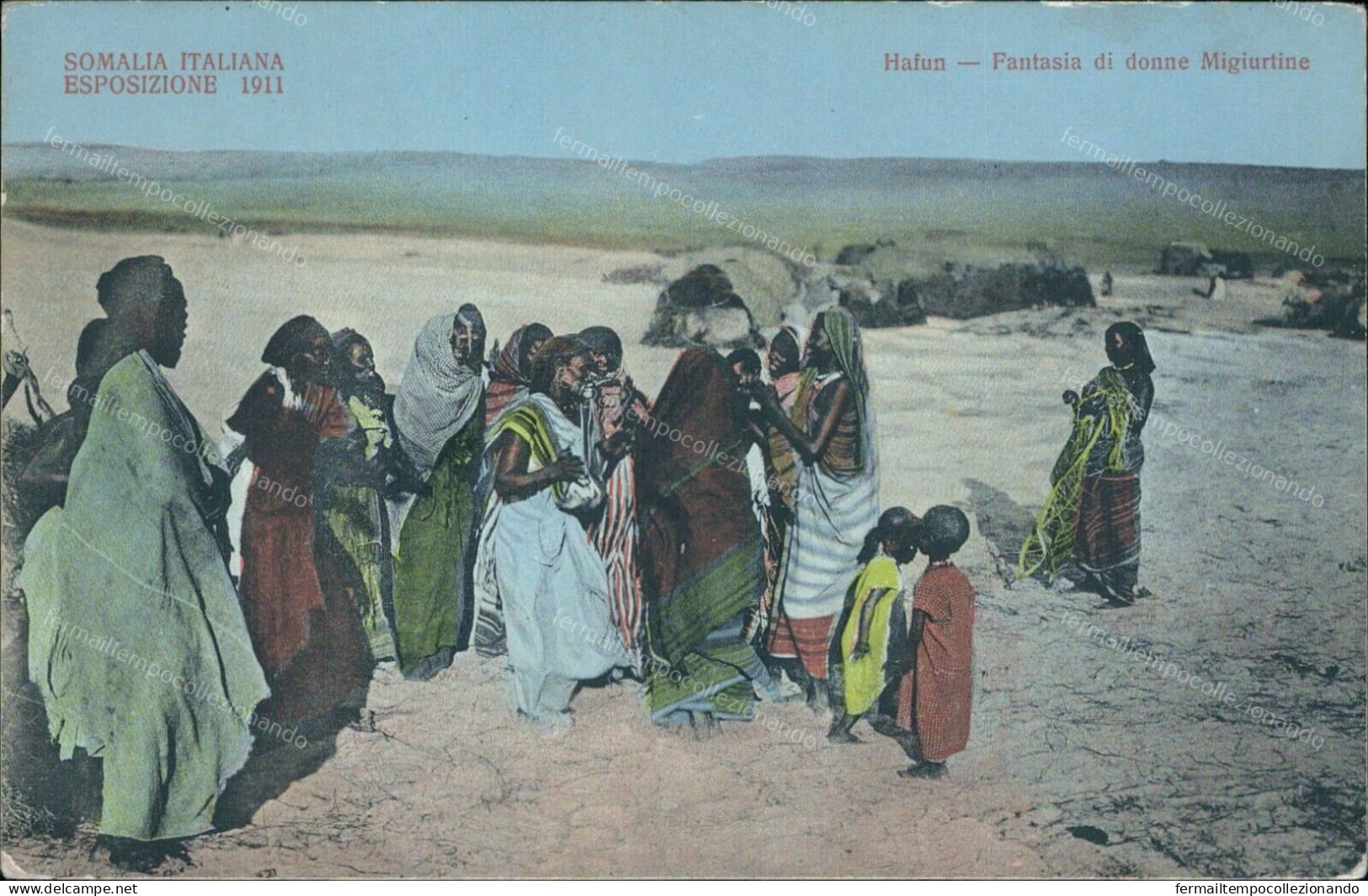 Ae729 Cartolina Cpa Ex Colonie Somalia Esposizione 1911 Hafun Donne Migiurtine - Autres & Non Classés