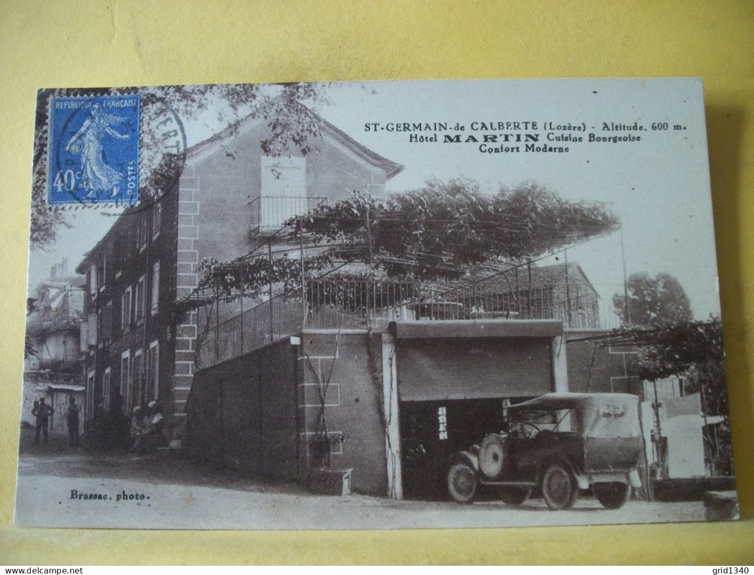 48 8117 RARE CPA 1932 - 48 ST GERMAIN DE CALBERTE - HOTEL MARTIN. CUISINE BOURGEOISE. CONFORT MODERNE - ANIMATION. AUTO - Hotels & Restaurants