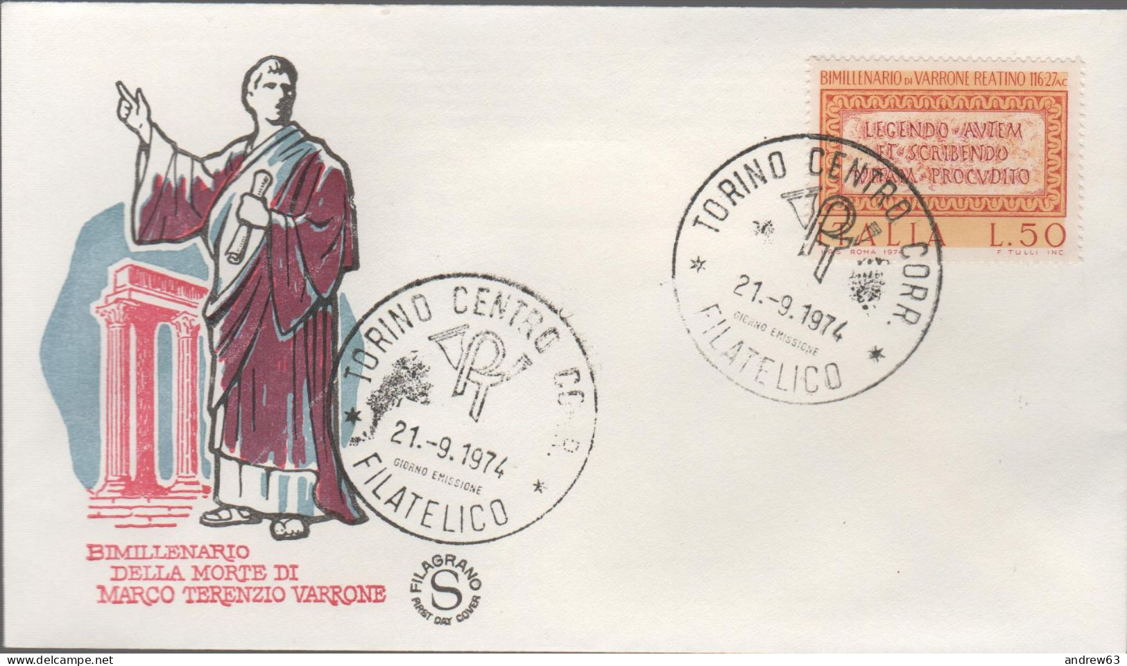 ITALIA - ITALIE - ITALY - 1974 - Bimillenario Della Morte Di Marco Terenzio Varrone - FDC Filagrano - FDC