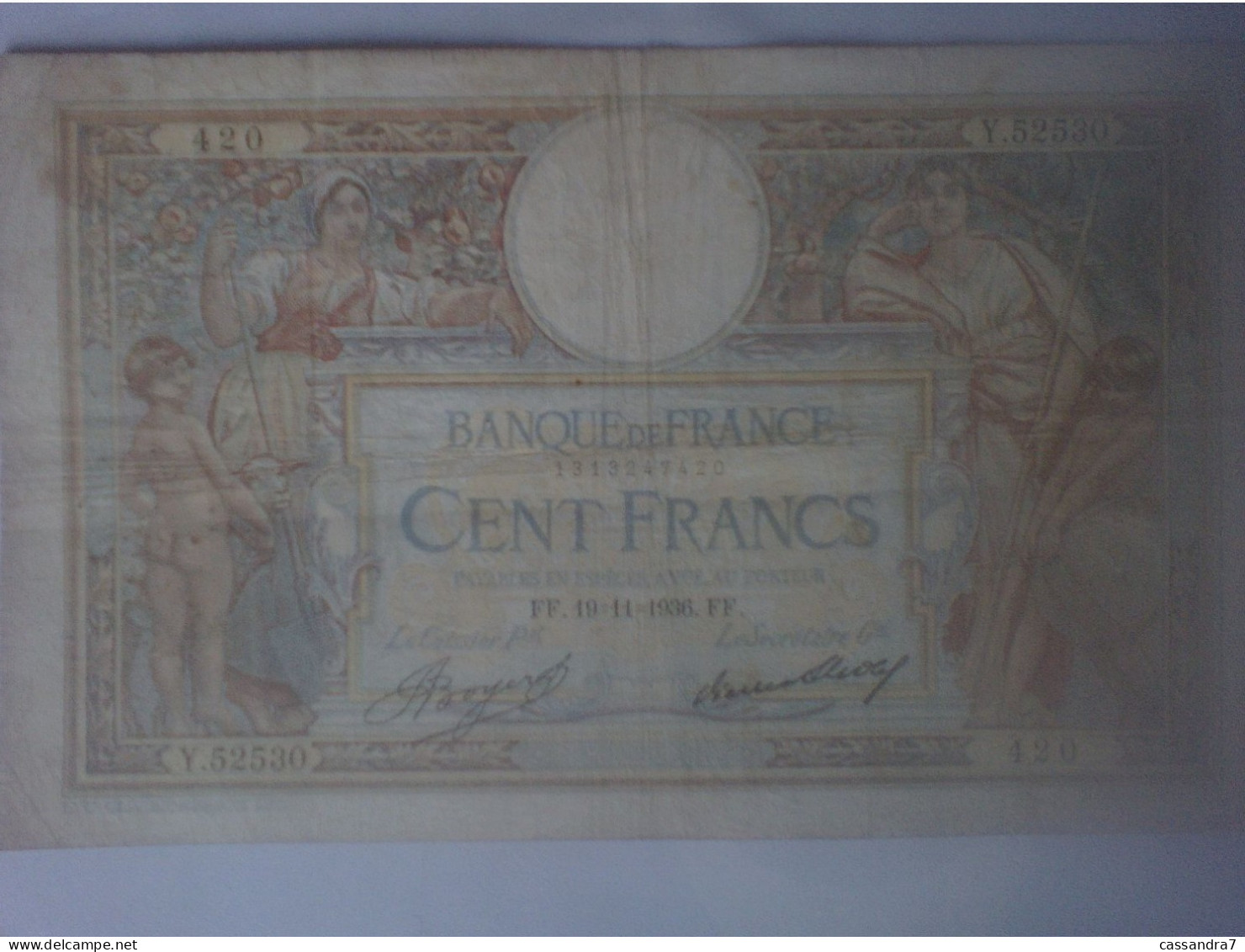 100 Francs Banque De France Luc Olivier Merson - 420  Y.52530  FF.19.11.1936 - 100 F 1908-1939 ''Luc Olivier Merson''