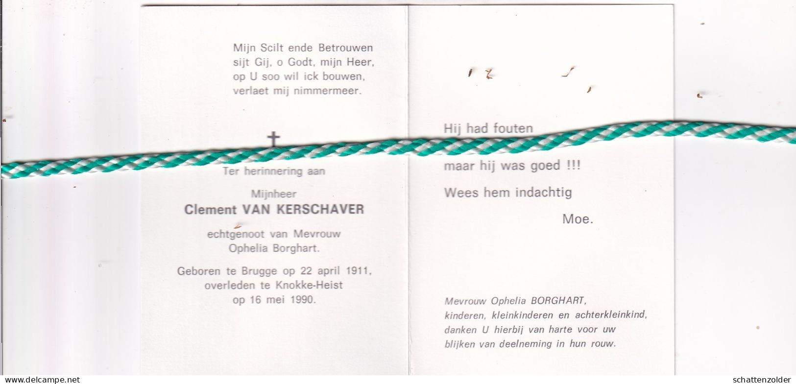 Clement Van Kerschaver-Borghart, Brugge 1911, Knokke-Heist 1990. Foto - Décès