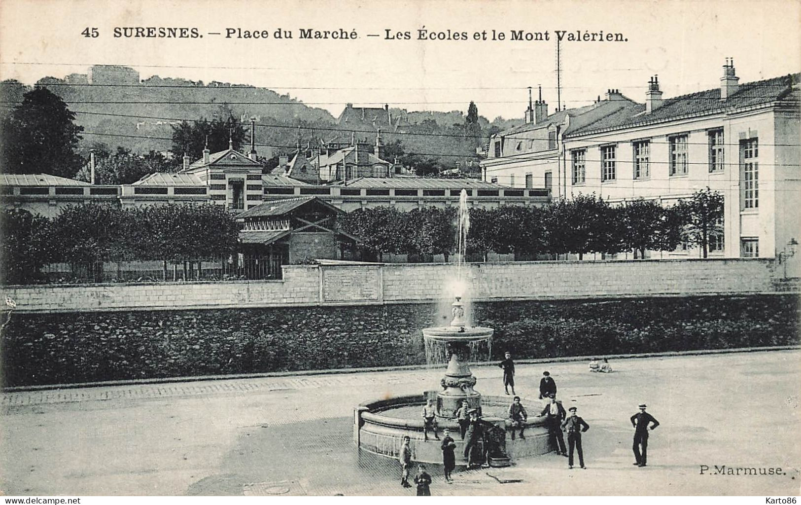 Suresnes * 1907 * Place Du Marché , Les écoles Et Le Mont Valérien - Suresnes