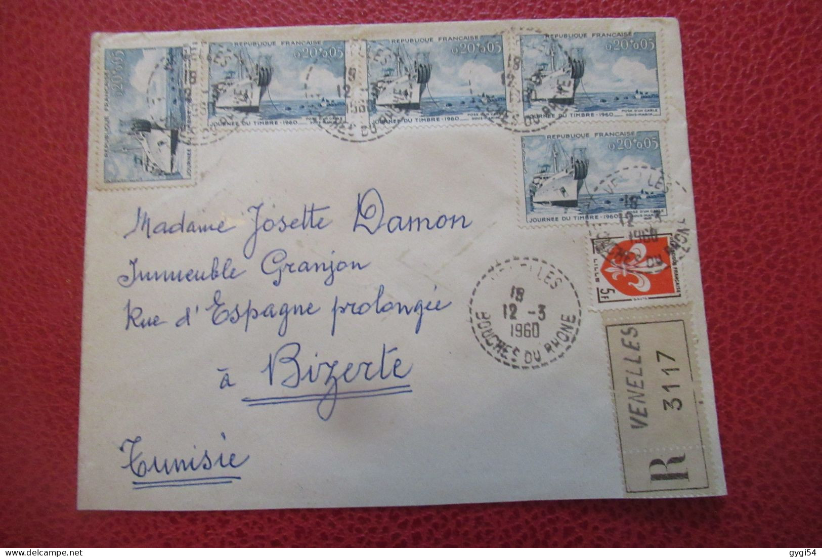 FRANCE LETTRE RECOMMANDEE  Du  12 03 1960  Venelles Pour Bizerte - Briefe U. Dokumente